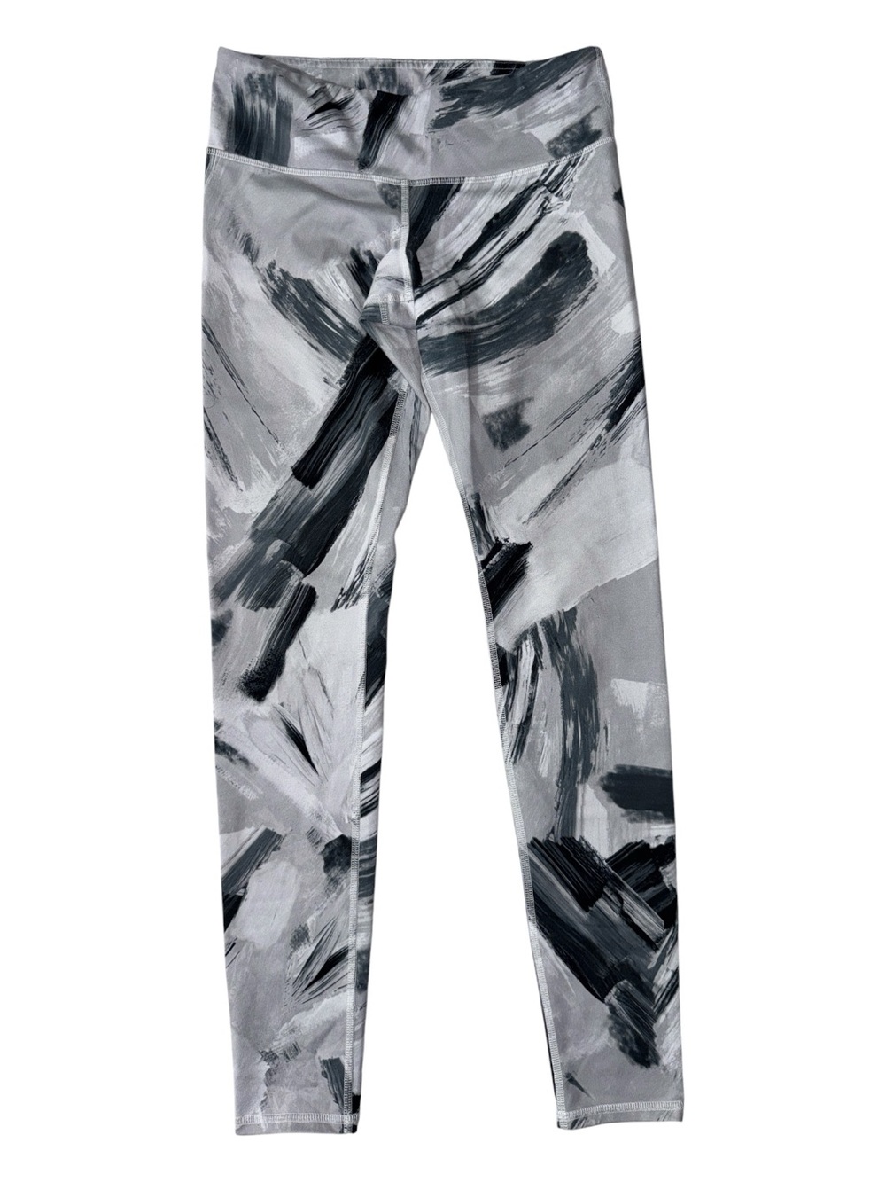 Alo womens S Small grey brush stroke pattern airbrush leggings EUC